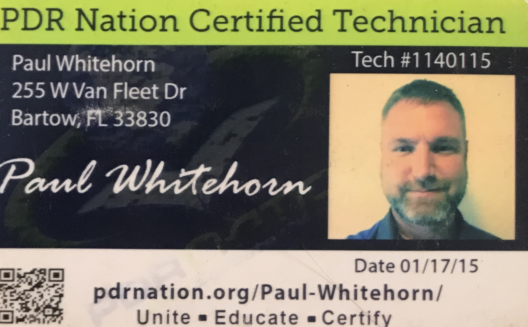 Paul Whitehorn Certification ID Card for PDRNATION 